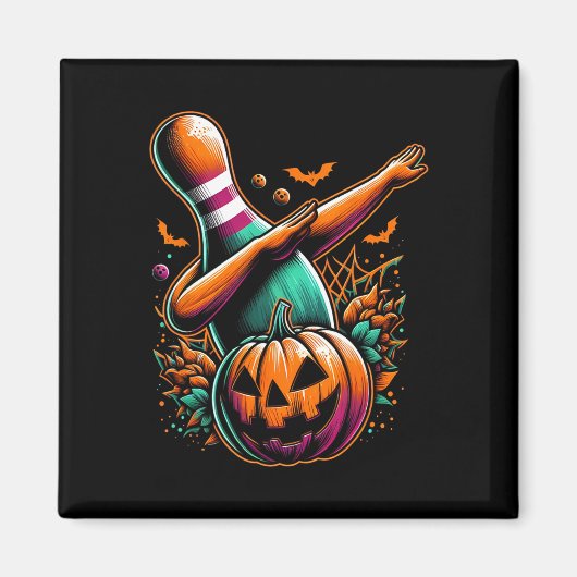 Aimant Dabbing Bowling Citrouille Halloween Éffrayant Bow (Devant)