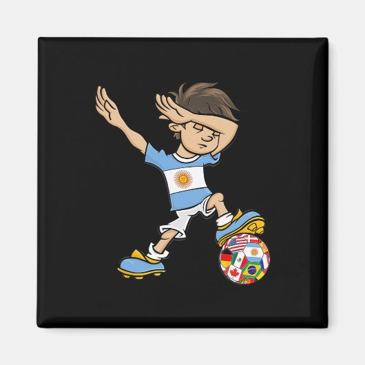 Aimant Dabbing Boy Argentina Soccer Jersey National Flag  (Devant)