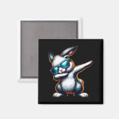 Aimant Dabbing Bunny Funny Bunny de Pâques (Recto/Verso)
