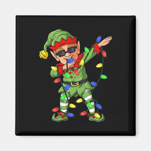 Aimant Dabbing Elf Claus Christmas Tree Lights Garçons En (Devant)