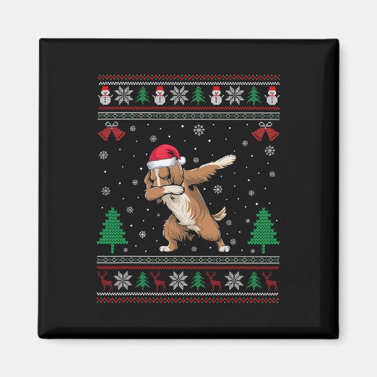 Aimant Dabbing Field Spaniel Chien Santa Hat Garçons Fill (Devant)
