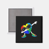 Aimant Dabbing Heart Puzzle Pièces Autisme Dab Garçons Fi (Recto/Verso)