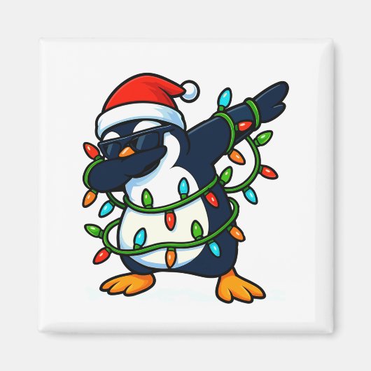 Aimant Dabbing Penguin Christmas Girls Xmas Lights Boys C (Devant)