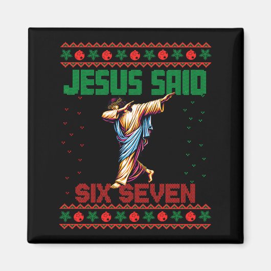 Aimant Dabbing Santa dit Six Seven 67 Mème Ugly Christma (Devant)