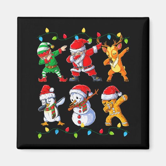 Aimant Dabbing Santa Elf Friends Christmas Boys Girls Men (Devant)