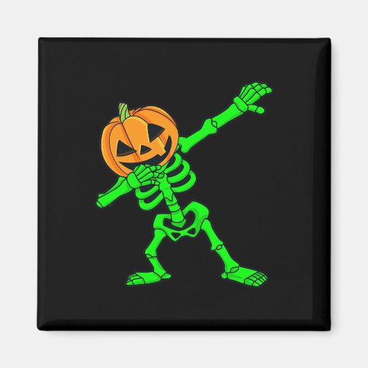 Aimant Dabbing Skeleton Citrouille Head Halloween Dab (Devant)