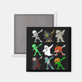Aimant Dabbing Skeleton sorcière et monstres Halloween (Recto/Verso)