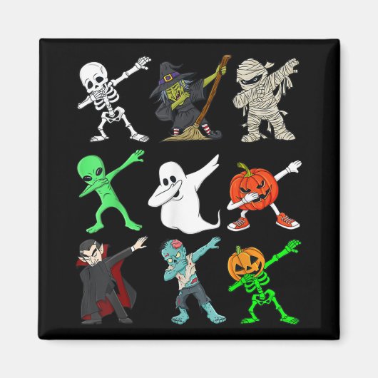 Aimant Dabbing Skeleton sorcière et monstres Halloween (Devant)