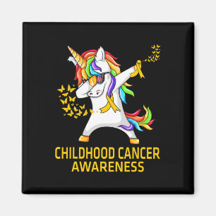 Aimant Dabbing Unicorn Enfance Cancer Awareness Guerrier
