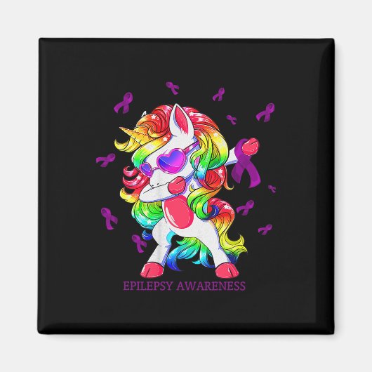 Aimant Dabbing Unicorn Epilepsie Sensibilisation Ribbon C (Devant)
