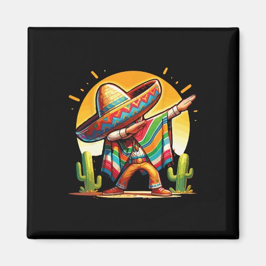 Aimant Dabing mexicain Poncho Sombrero Dab Dance Cinco De (Devant)