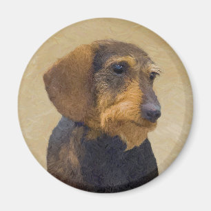 Aimant Dachshund (À poils durs) Peinture Dog Art original