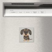 Aimant Dachshund À poils durs| Teckel de chien en caricat (In Situ (Lave-vaisselle))