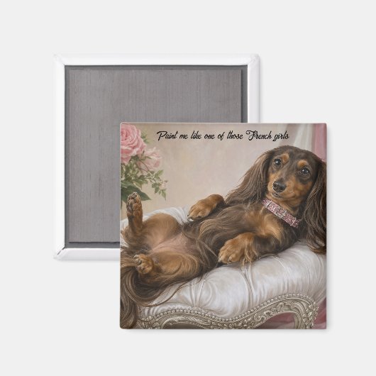 Aimant Dachshund à poils longs (Recto/Verso)
