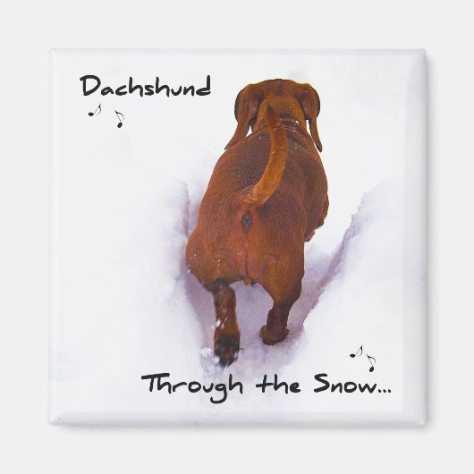 Aimant Dachshund à travers la neige Dashing à travers la  (Devant)