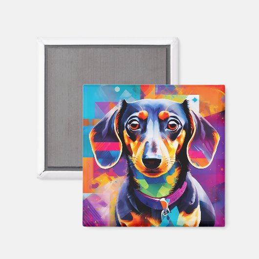 Aimant Dachshund Abstrait (Recto/Verso)