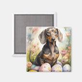 Aimant Dachshund avec œufs de Pâques (Recto/Verso)