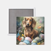 Aimant Dachshund avec œufs de Pâques (Recto/Verso)