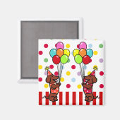 Aimant Dachshund Birthday Cartoon Balloons (Recto/Verso)