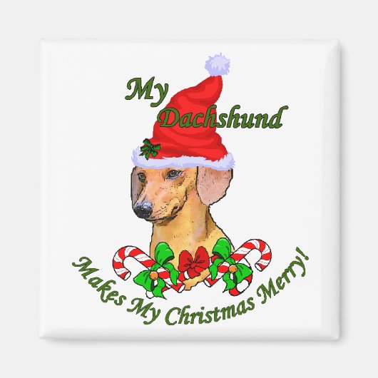 Aimant Dachshund Cadeaux de Noël (Devant)