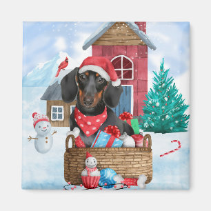 Aimant Dachshund Chien dans la neige Maison de Chien de N