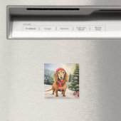Aimant Dachshund Chien dans la neige Noël (In Situ (Lave-vaisselle))