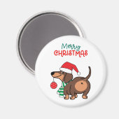 Aimant Dachshund Chien mignonne Joyeux Noël (Recto/Verso)