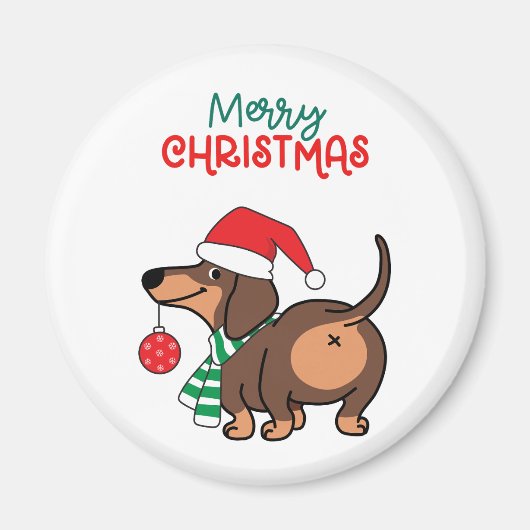Aimant Dachshund Chien mignonne Joyeux Noël (Devant)
