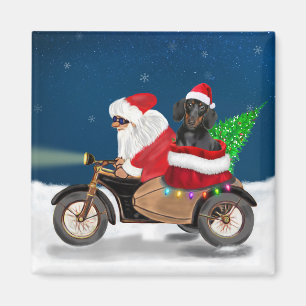 Aimant Dachshund Chien Noël Père Noël