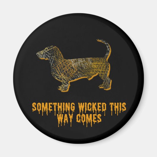 Aimant Dachshund Chien Silhouette Fun Halloween (Devant)