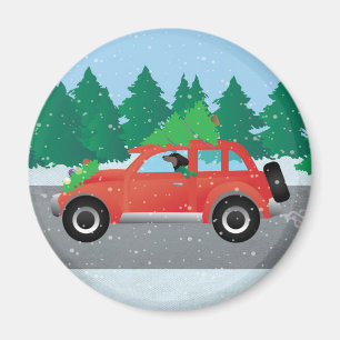 Aimant Dachshund Chien voiture - Arbre de Noël en haut