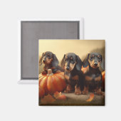 Aimant Dachshund Chiot Automne Citrouille de plaisir (Recto/Verso)