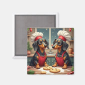 Aimant Dachshund Christmas Cookie Bakers Holiday Painting (Recto/Verso)