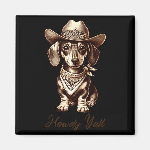 Aimant Dachshund Cowboy Chien Saucisse Mignon Cowboy Wein