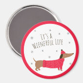 Aimant Dachshund de Noël drôle (Recto/Verso)