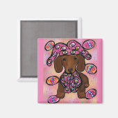 Aimant Dachshund Doxie Rouge (Recto/Verso)