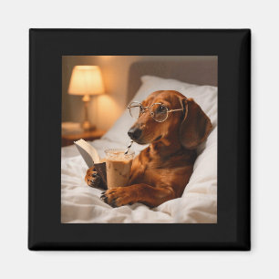 Aimant Dachshund drôle buvant un café glacé amateur d'hum