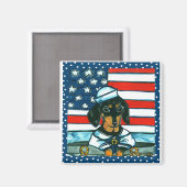 Aimant Dachshund du 4 juillet (Recto/Verso)