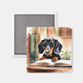 Aimant Dachshund en aquarelle (Recto/Verso)