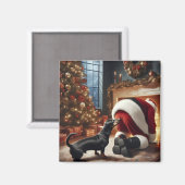 Aimant Dachshund et Père Noël  (Recto/Verso)