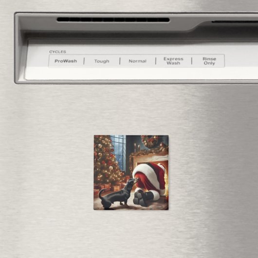 Aimant Dachshund et Père Noël  (In Situ (Lave-vaisselle))