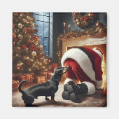 Aimant Dachshund et Père Noël  (Devant)