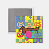 Aimant Dachshund fleuri (Recto/Verso)