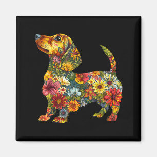 Aimant Dachshund Floral Chien Mignon Animal Compagnon Ama
