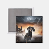 Aimant Dachshund Halloween effroi (Recto/Verso)