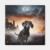 Aimant Dachshund Halloween effroi (Devant)