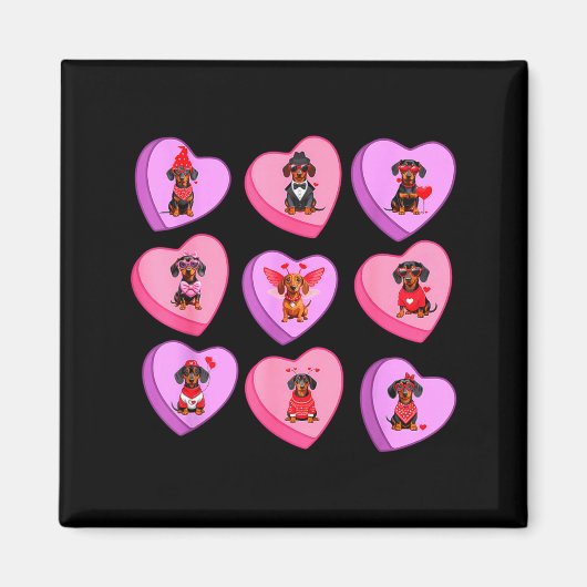 Aimant Dachshund Hearts Candy Valentines Weiner Dog Pet L (Devant)