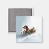 Aimant Dachshund hiver neige de Noël (Recto/Verso)