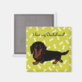 Aimant Dachshund Long Haired Black et Tan (Recto/Verso)