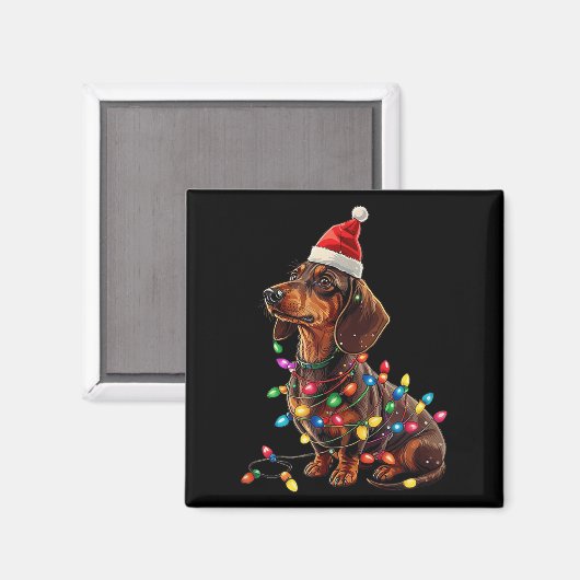 Aimant Dachshund Noël Weiner Chien Xmas Pyjamas mignonne (Recto/Verso)